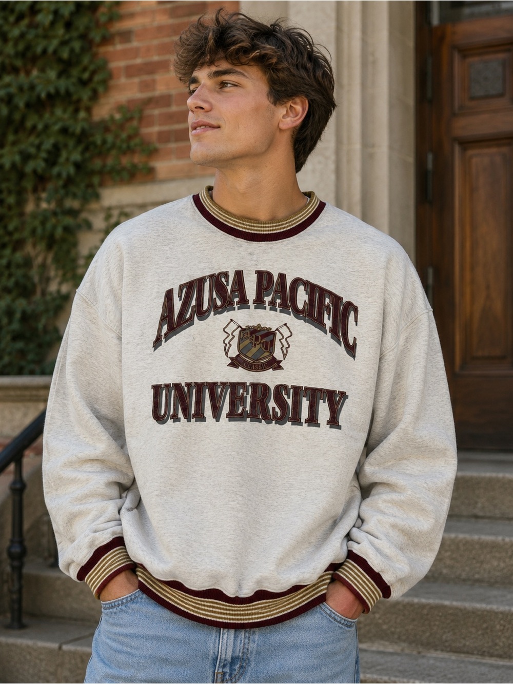 Vintage Azusa Pacific University Crewneck Sweatshirt USA Made XL Collegiate 90s